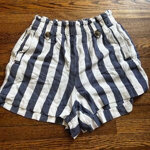 American Eagle Blue & White Striped Super Soft High Waisted Pull On Shorts Sz S